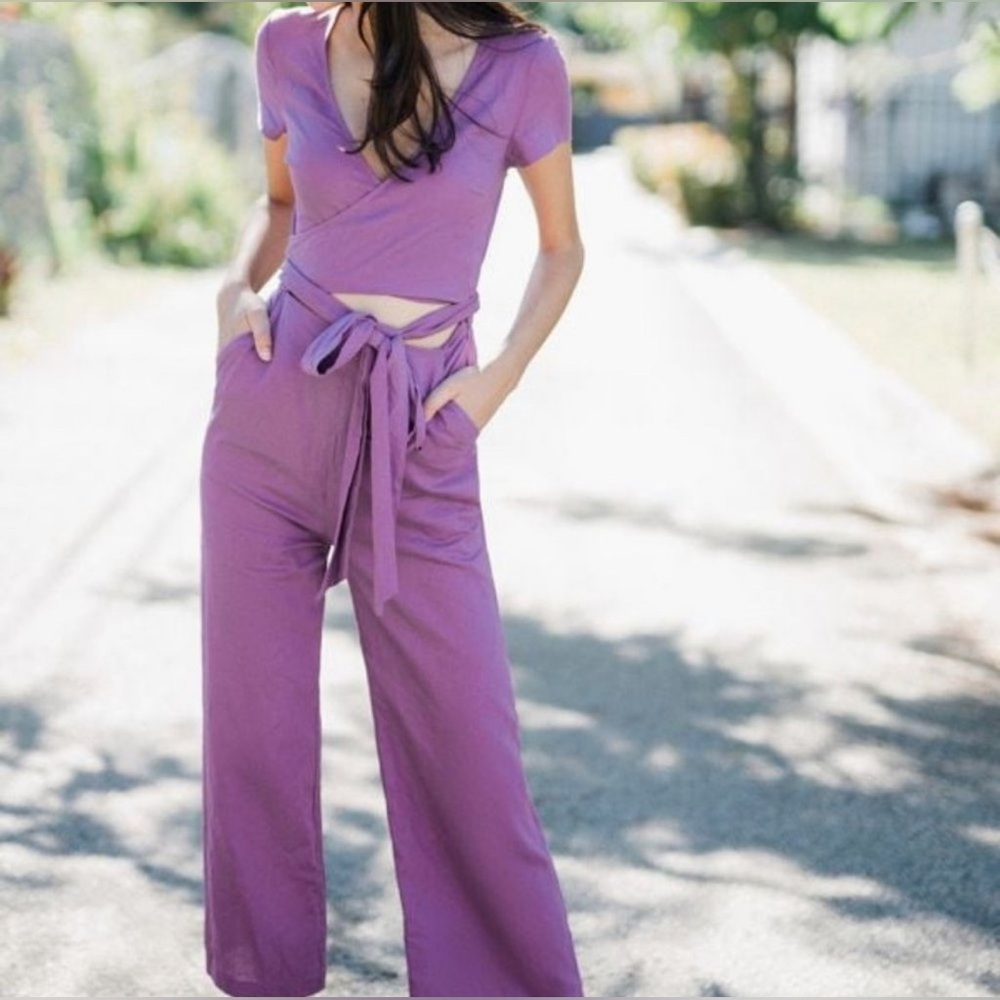 Urban Outfitters Linen Wrap Jumpsuit